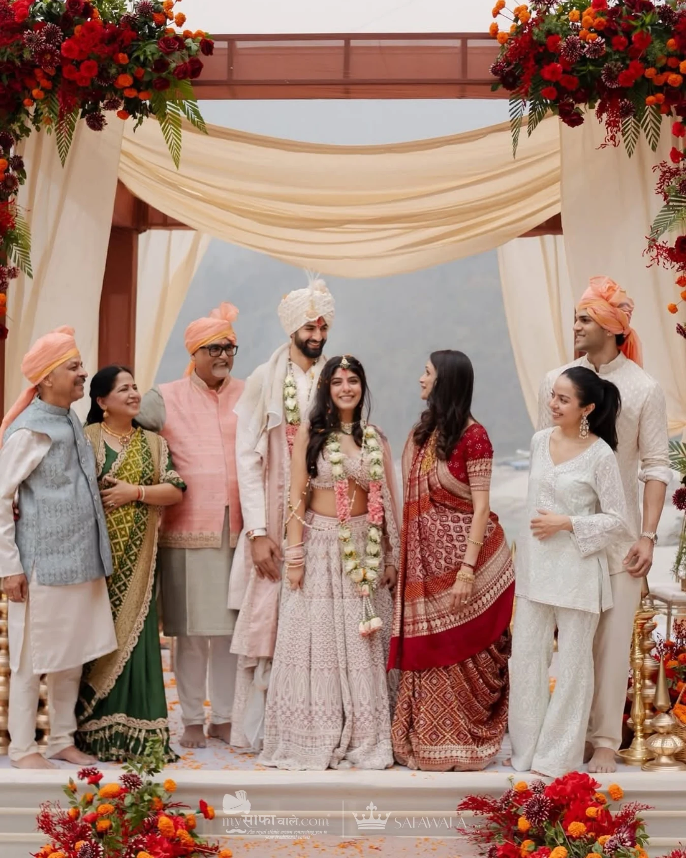 Royal red wedding safa and embroidered groom styling for Amritsar